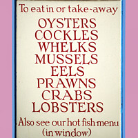 Buy canvas prints of Whitstable Seafood Sign by Alison Chambers