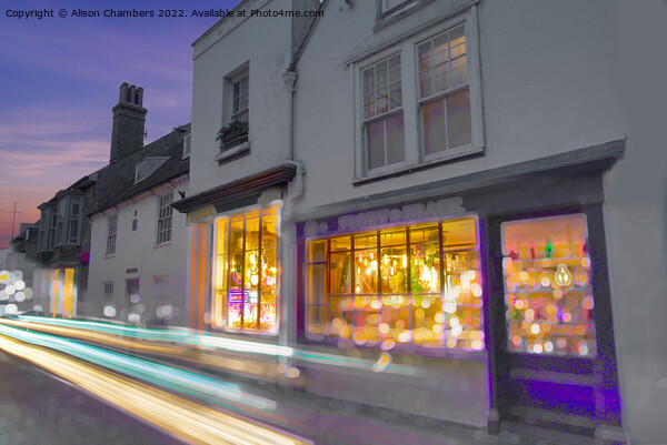Whitstable Town Centre Light Trails Picture Board by Alison Chambers