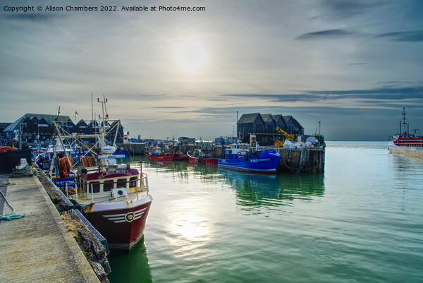 End Of The Day At Whitstable Harbour  Picture Board by Alison Chambers