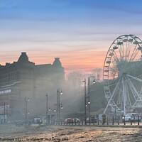 Buy canvas prints of Scarborough Misty Sunset by Alison Chambers