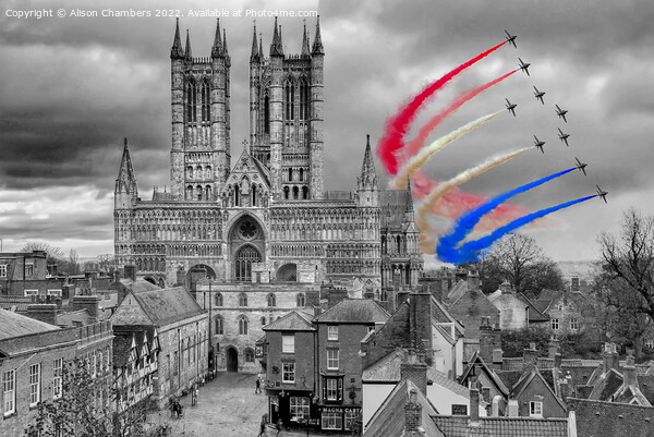The Red Arrows Of Lincoln Col Sel Picture Board by Alison Chambers