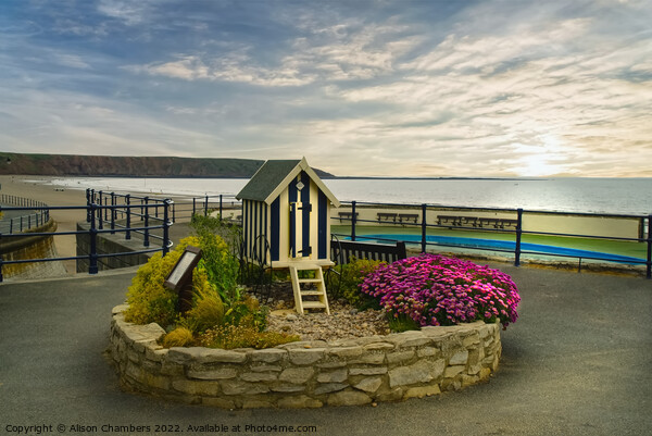 Filey Promenade Bathing Machine Picture Board by Alison Chambers