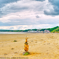 Buy canvas prints of Filey Bay Balancing Stones 1 by Alison Chambers