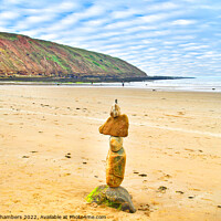 Buy canvas prints of Filey Bay Balancing Stones 3 by Alison Chambers