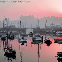 Buy canvas prints of Scarborough Harbour Evening Red Sky by Alison Chambers