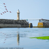 Buy canvas prints of Whitby Pier Red Arrows  by Alison Chambers