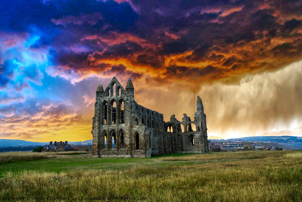 Whitby Abbey Storm Clouds Picture Board by Alison Chambers