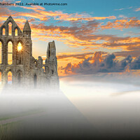 Buy canvas prints of Evening Mist at Whitby Abbey  by Alison Chambers