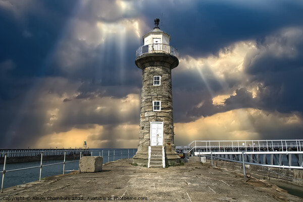 Whitby Lighthouse  Picture Board by Alison Chambers