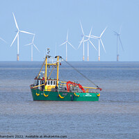 Buy canvas prints of Skegness Boat and Wind Farm by Alison Chambers