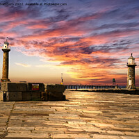 Buy canvas prints of Whitby Pier Sunset by Alison Chambers