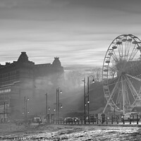 Buy canvas prints of Scarborough Beach Sunset Monochrome  by Alison Chambers