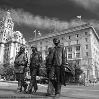 Buy canvas prints of The Beatles Statue Liverpool Monochrome  by Alison Chambers