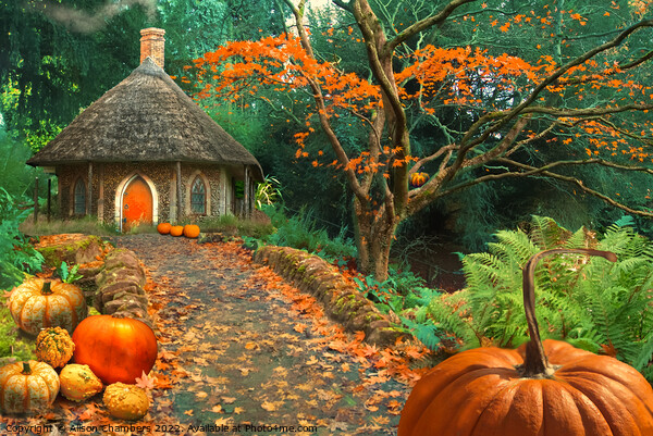 Autumn at Pumpkin Cottage Picture Board by Alison Chambers