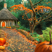 Buy canvas prints of Autumn at Pumpkin Cottage by Alison Chambers
