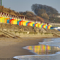 Buy canvas prints of Scarborough Beach Huts Reflection by Alison Chambers