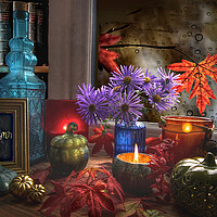 Buy canvas prints of Cosy Autumn Still Life by Alison Chambers