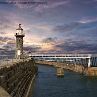 Buy canvas prints of Whitby Pier Sunset by Alison Chambers