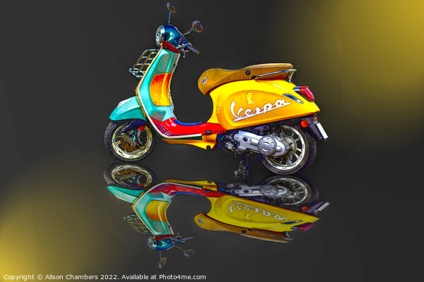 Vespa Scooter Reflection Picture Board by Alison Chambers