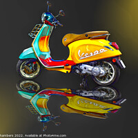 Buy canvas prints of Vespa Scooter Reflection by Alison Chambers