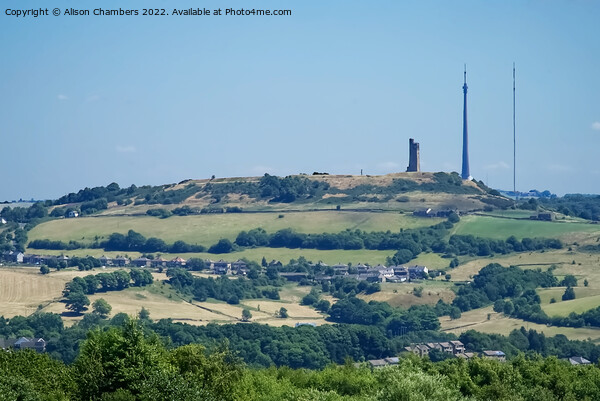 Emley Moor Mast and Castle Hill Picture Board by Alison Chambers
