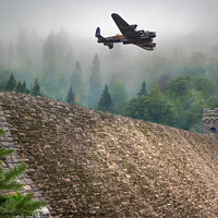 Buy canvas prints of Derwent Dam Lancaster Bomber  by Alison Chambers