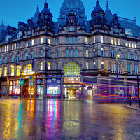 Buy canvas prints of Leeds City Market at Night Portrait  by Alison Chambers