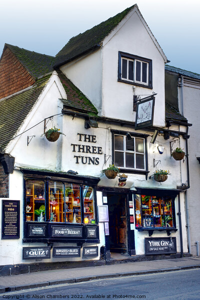 The Three Tuns Pub York Picture Board by Alison Chambers