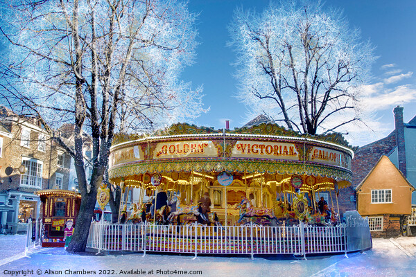 York Winter Carousel Picture Board by Alison Chambers