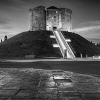 Buy canvas prints of Cliffords Tower At Night Monochrome  by Alison Chambers