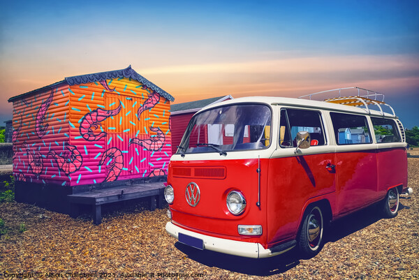 VW Camper Van Picture Board by Alison Chambers