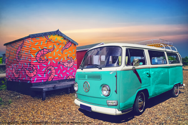 VW Camper Van Picture Board by Alison Chambers