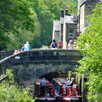 Buy canvas prints of A Tight Squeeze On The Rochdale Canal by Alison Chambers