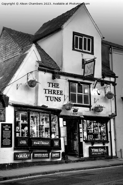 The Three Tuns York  Picture Board by Alison Chambers