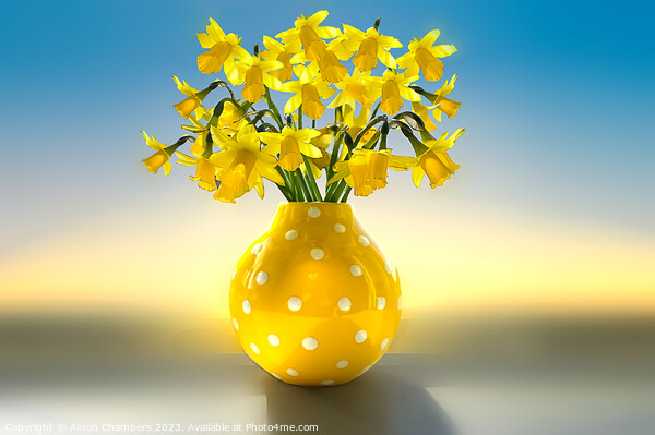 Vase Of Daffodils  Picture Board by Alison Chambers