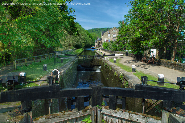Hebden Bridge Canal Picture Board by Alison Chambers