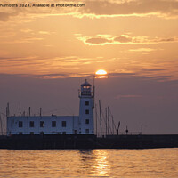 Buy canvas prints of Scarborough Lighthouse Sunrise by Alison Chambers
