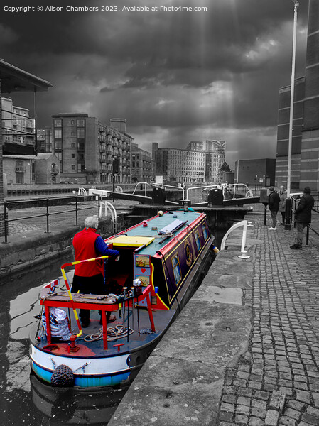Leeds Canal Boat Picture Board by Alison Chambers