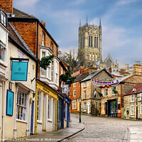 Buy canvas prints of Lincoln Cathedral Steep Hill by Alison Chambers