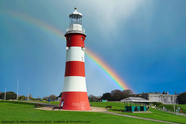 Plymouth Hoe Rainbow Picture Board by Alison Chambers