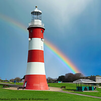 Buy canvas prints of Plymouth Hoe Rainbow by Alison Chambers