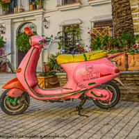 Buy canvas prints of Marbella Old Town Scooter by Alison Chambers