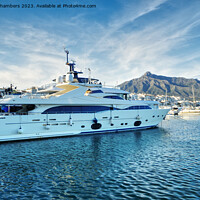 Buy canvas prints of Puerto Banus Super Yacht by Alison Chambers