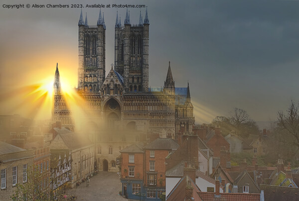 Lincoln Cathedral Sunrise Picture Board by Alison Chambers