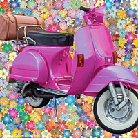 Buy canvas prints of Flower Power Scooter by Alison Chambers