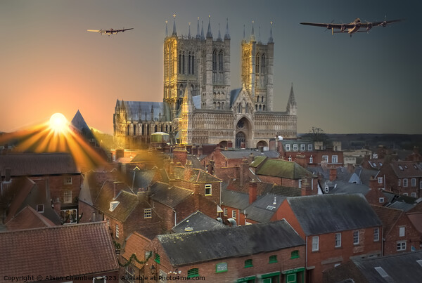 Lancaster Bombers Over Lincoln  Picture Board by Alison Chambers