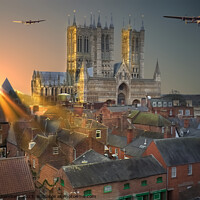Buy canvas prints of Lancaster Bombers Over Lincoln  by Alison Chambers