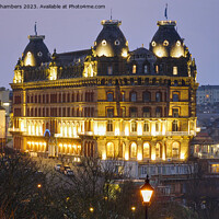 Buy canvas prints of Scarborough Grand Hotel At Night by Alison Chambers