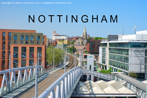 Nottingham Cityscape Picture Board by Alison Chambers