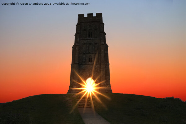 Glastonbury Tor Sunrise Picture Board by Alison Chambers